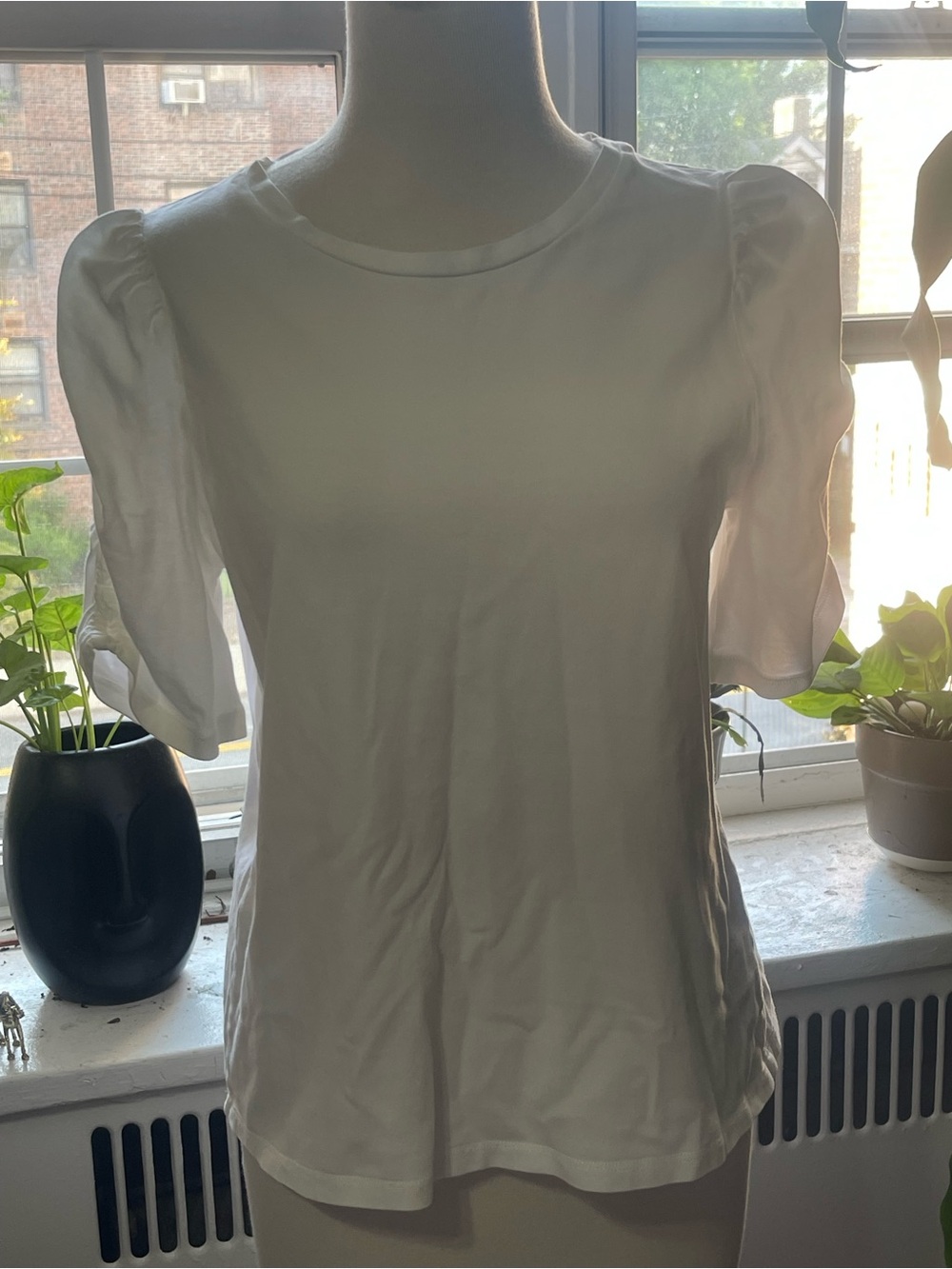 Tommy Hilfiger White Puff Sleeve Short Sleeve Top